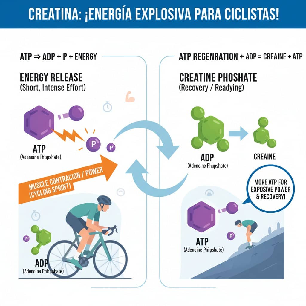 Creatina en polvo, suplementación para ciclistas