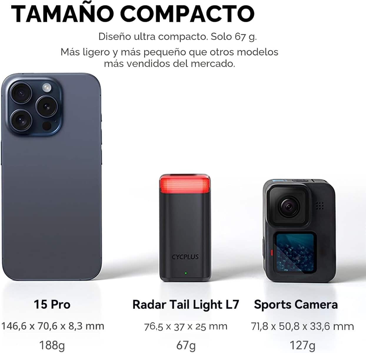 Luz trasera inteligente del radar Cycplus L7 encendida