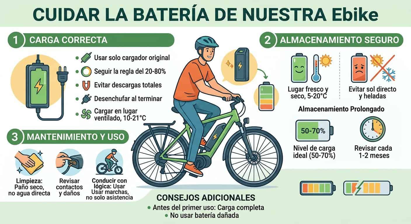 Batería de ebike y temperatura de carga adecuada
