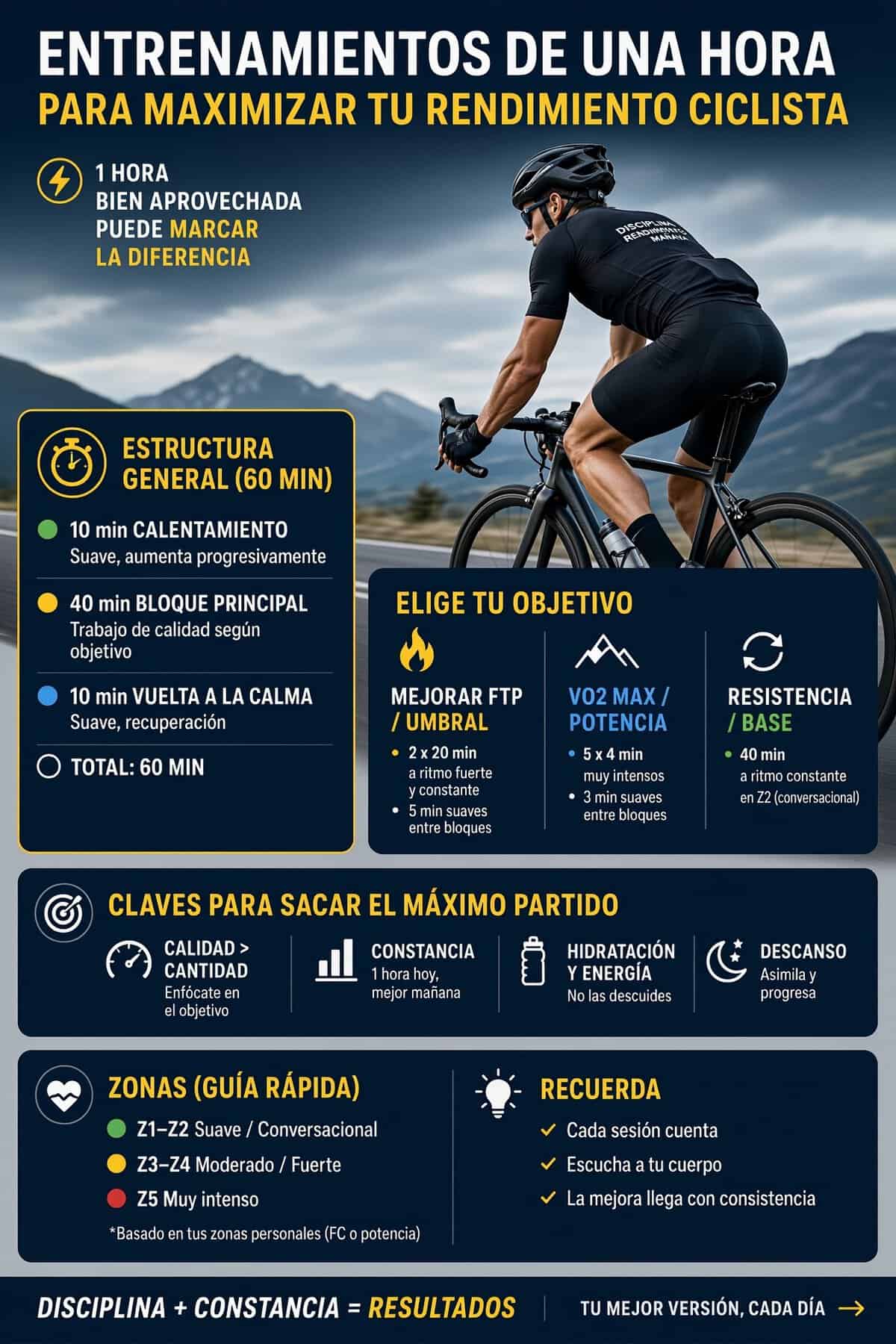 Ciclista trabajando la cadencia y el pedaleo redondo
