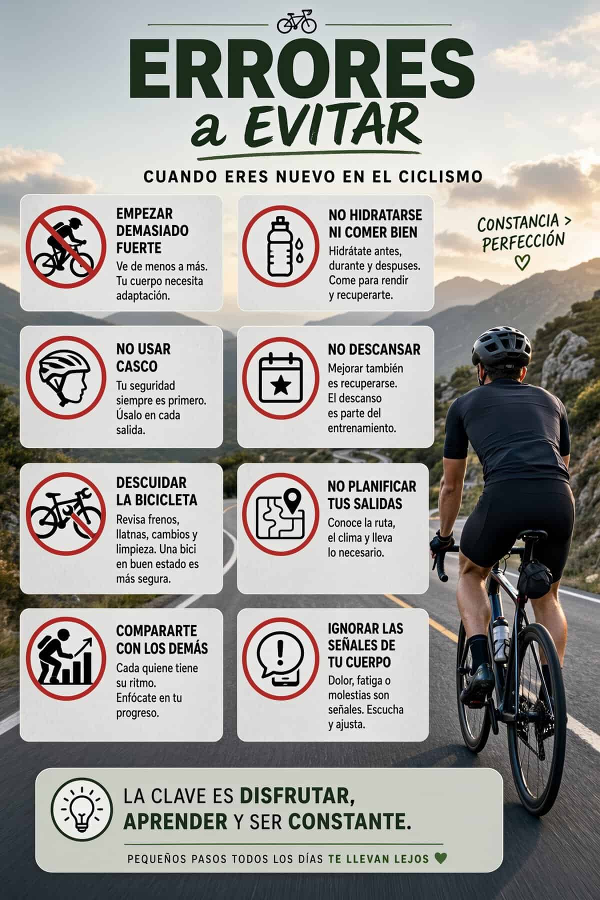 Errores de entrenamiento que frenan el progreso en ciclismo