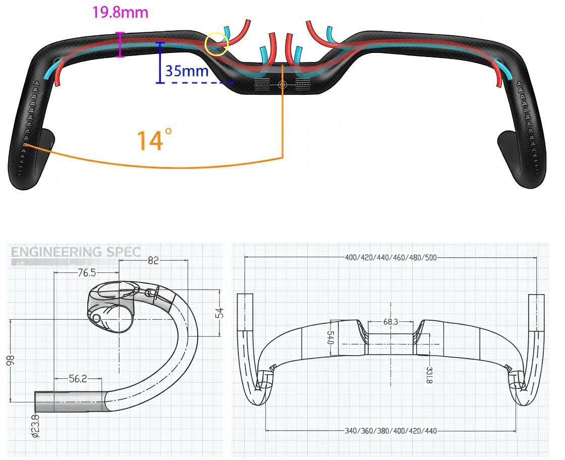 Manillar integrado de carbono para bicicleta de carretera