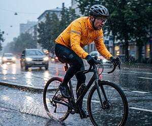 más rápido en bicicleta bajo la lluvia