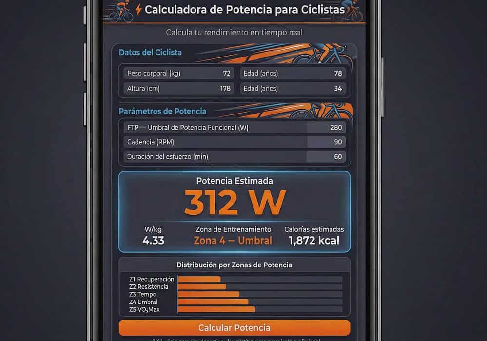 calculadora de potencia para ciclistas