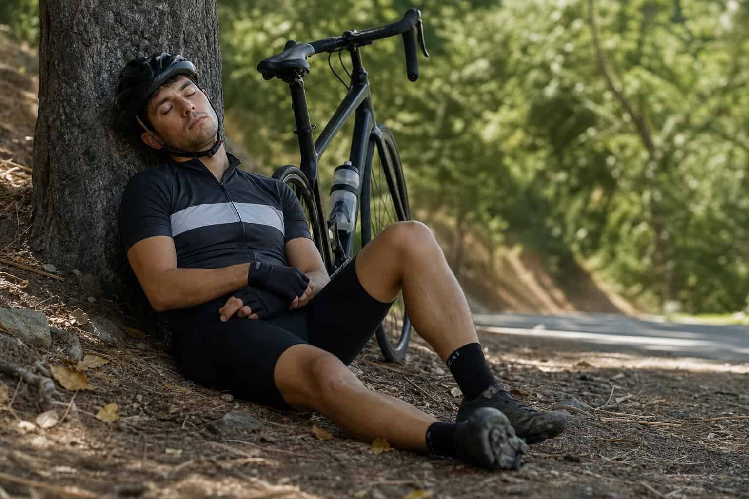 Consejos para dormir mejor: ciclista descansando en un dormitorio oscuro