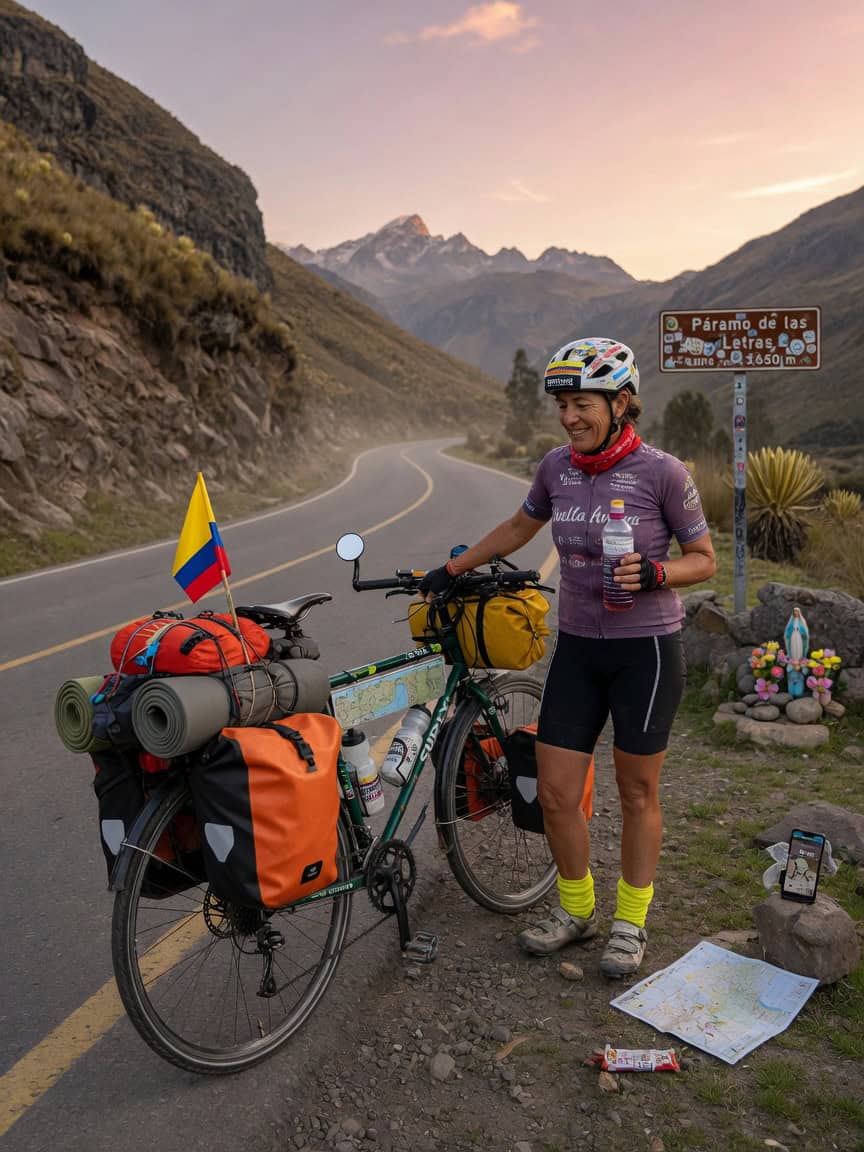 Cicloturismo para principiantes: ciclista viajando en bici con alforjas