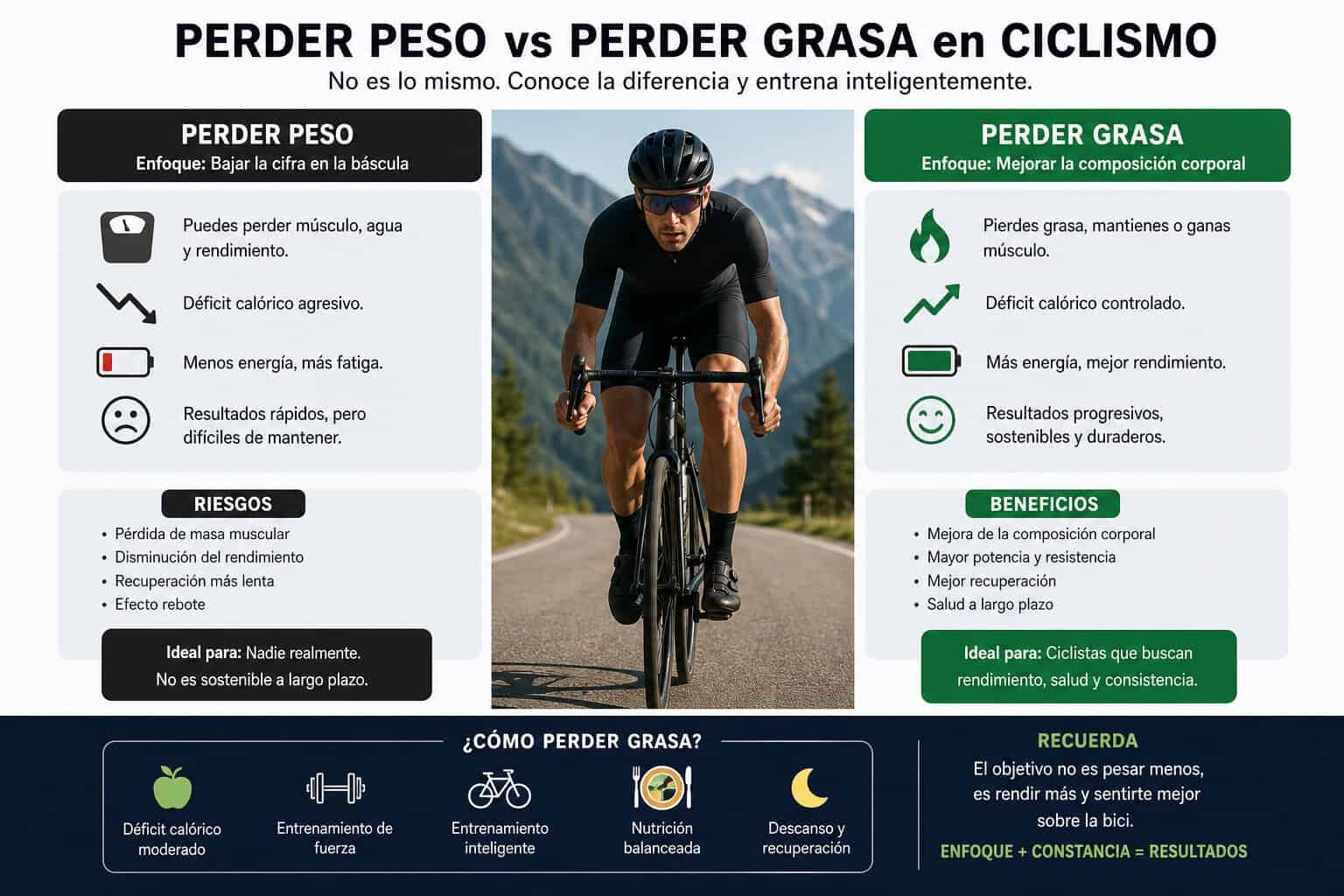 Perder peso o perder grasa en ciclismo