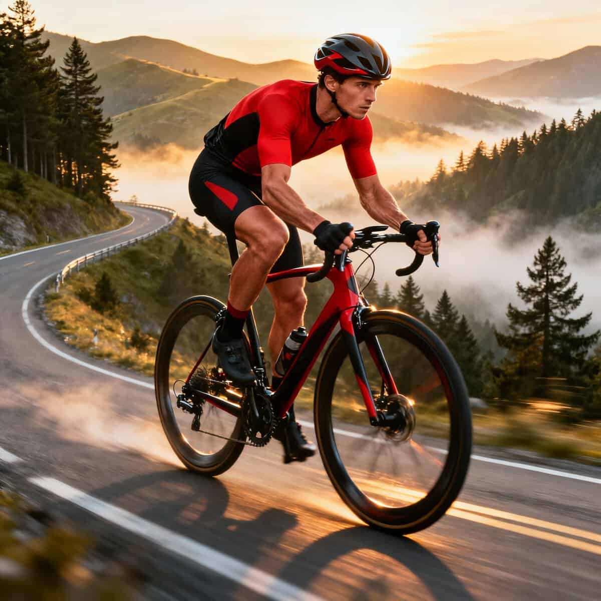 Ciclista entrenando siempre por la misma ruta en bici