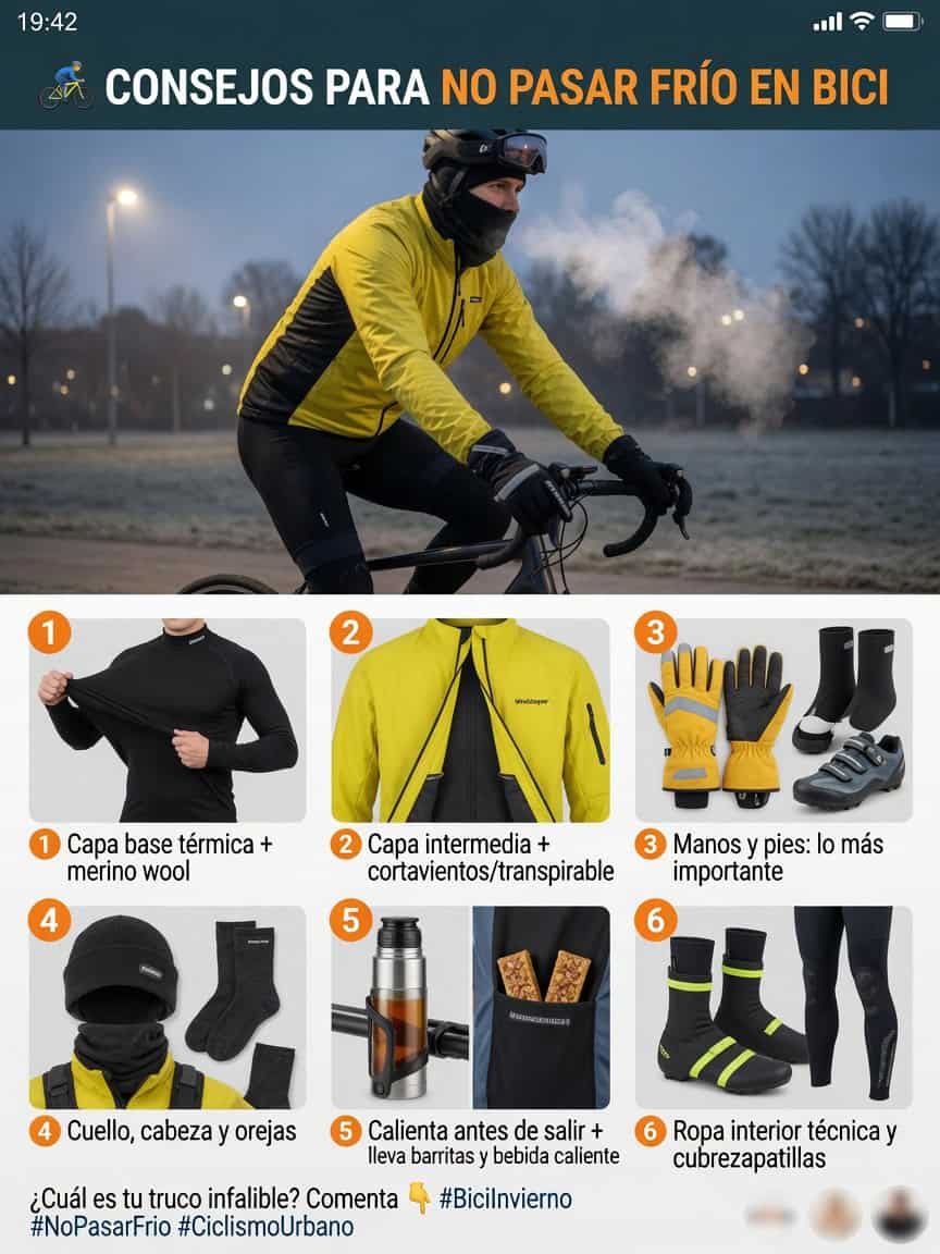 Consejos para no pasar frío en bici en invierno