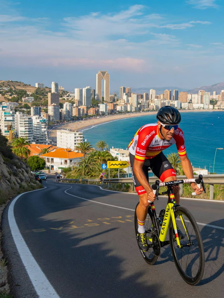 Ciclistas entrenando en Benidorm en invierno