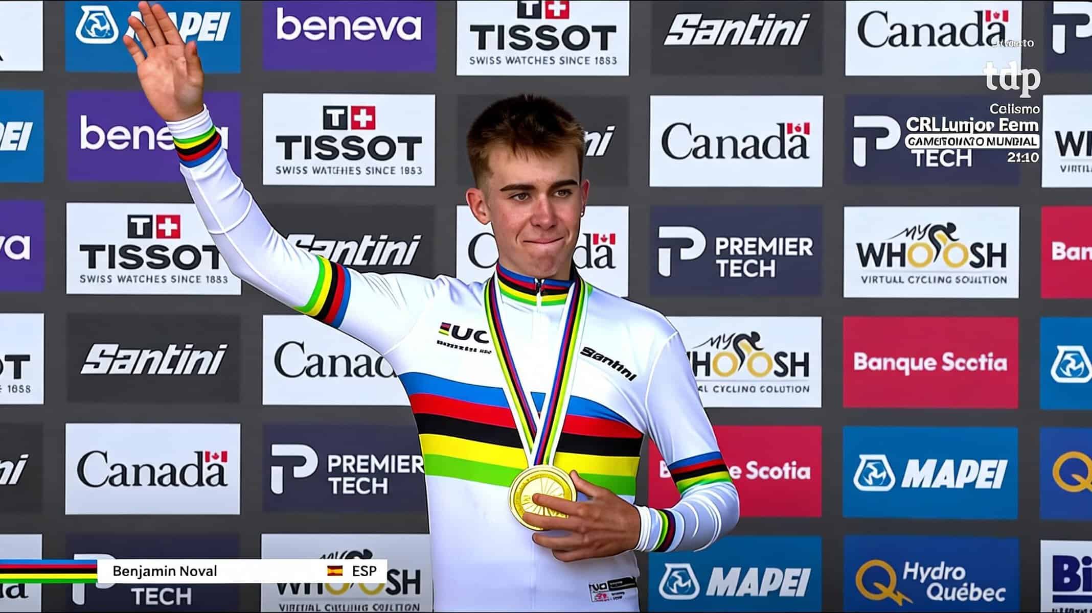 Benjamín Noval, campeón del mundo júnior de contrarreloj en el Mundial de Montreal 2026