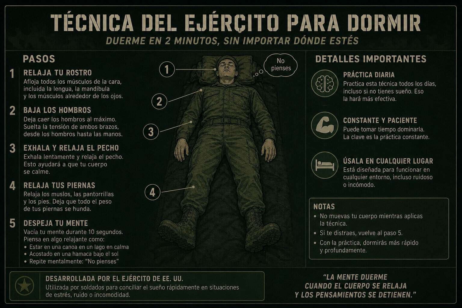Técnica del ejército para dormir: relajación antes de conciliar el sueño