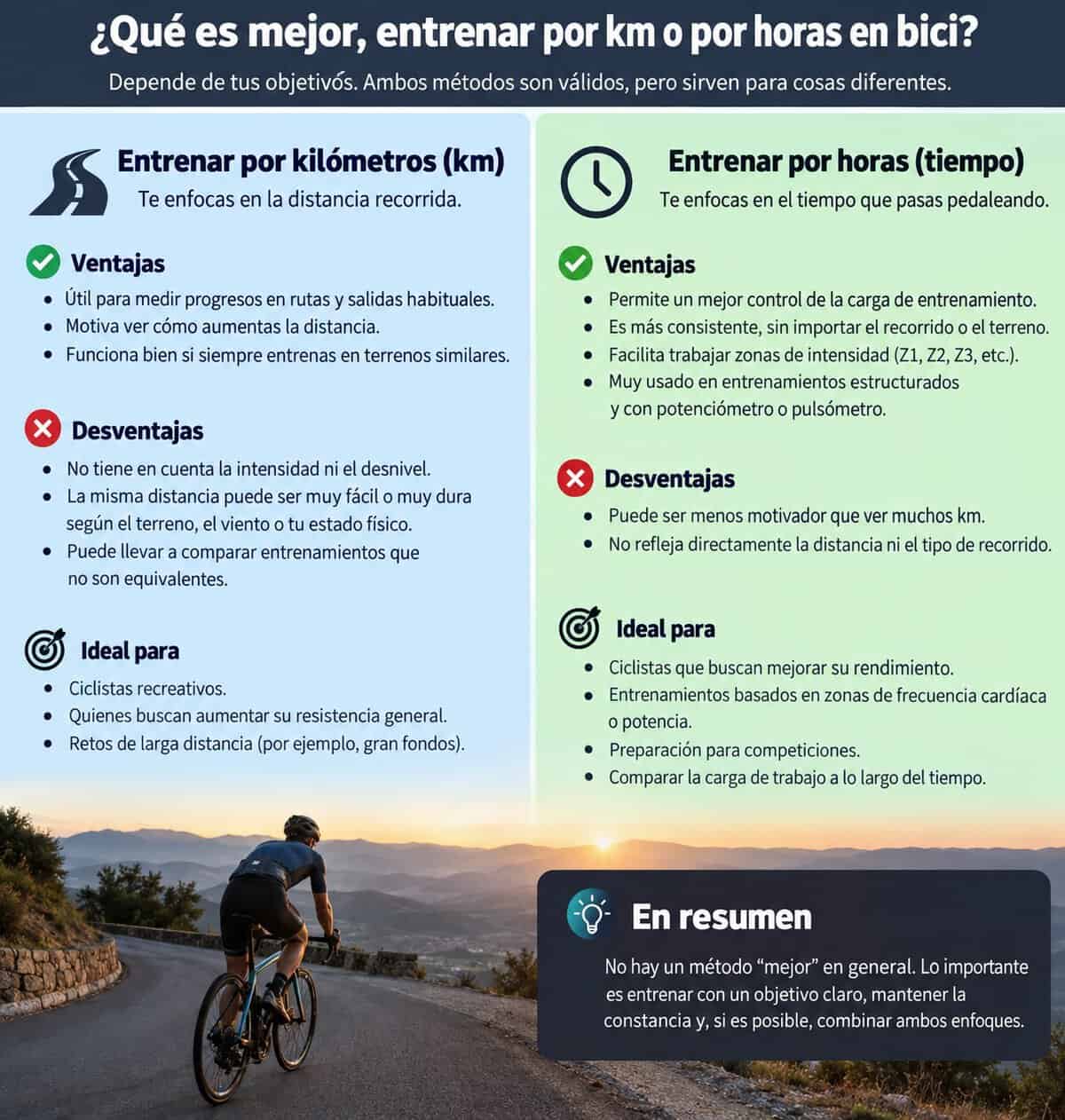 Ciclista en ruta controlando el tiempo de entrenamiento en el ciclocomputador