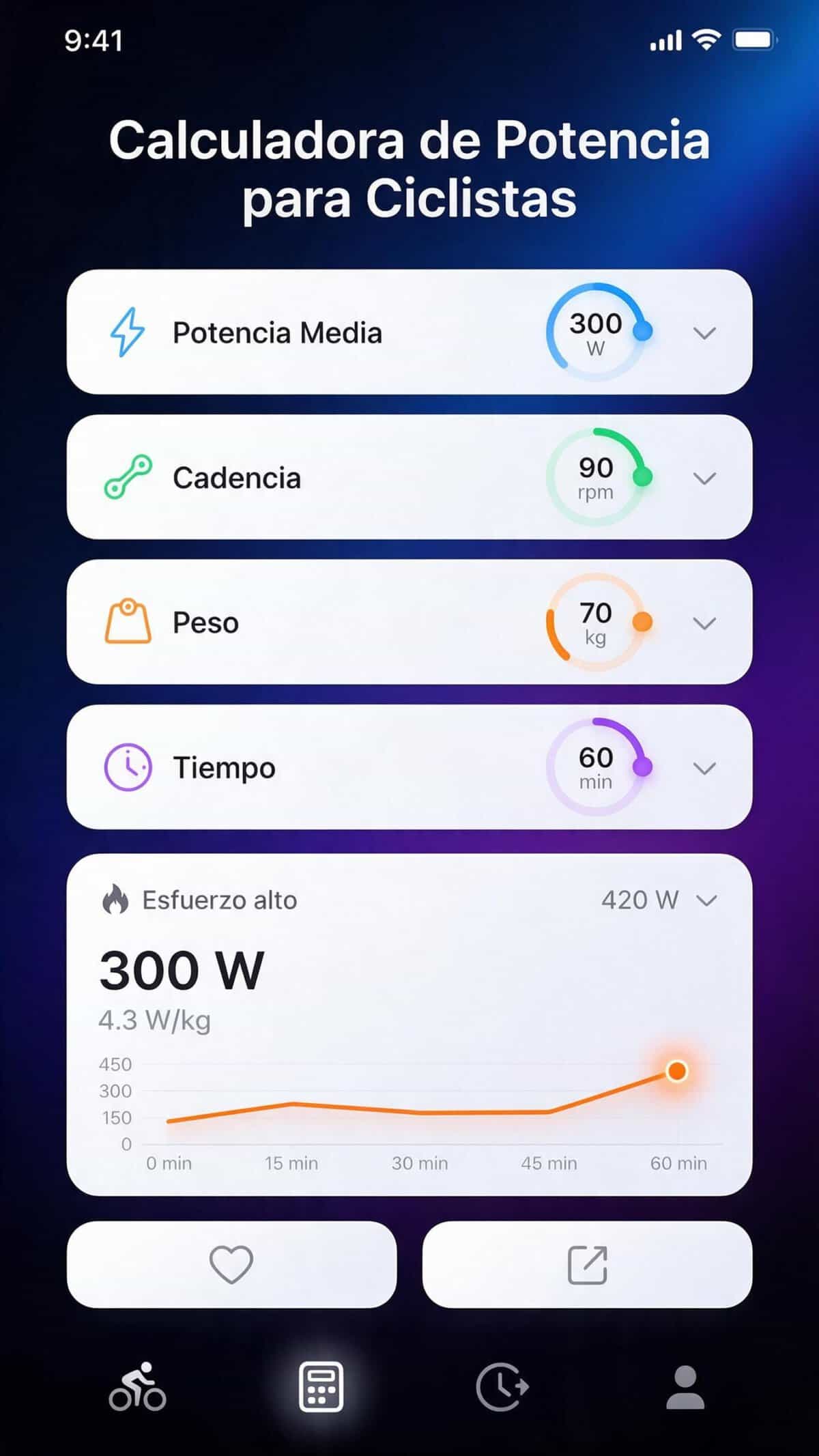 Referencia de potencia relativa por nivel en ciclismo