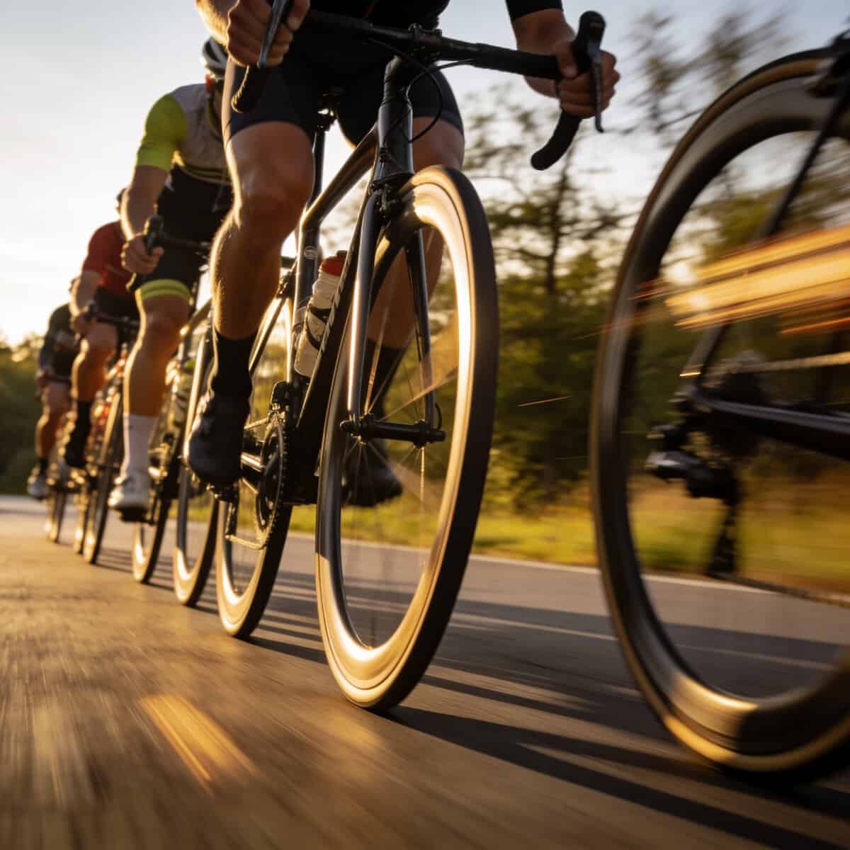 Ciclistas rodando a rueda en grupo