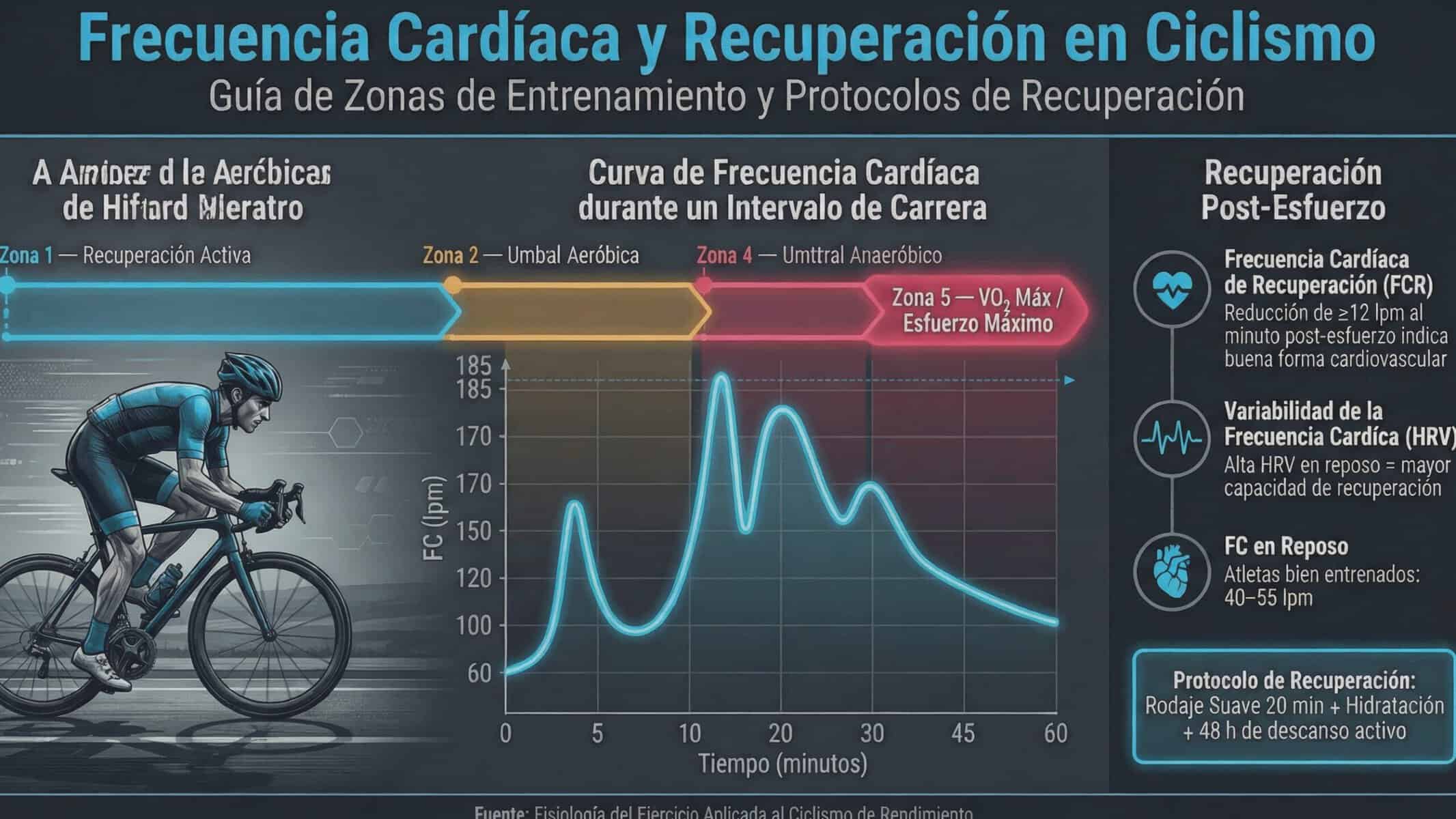 Ciclista midiendo su variabilidad y frecuencia cardíaca en reposo para controlar la recuperación