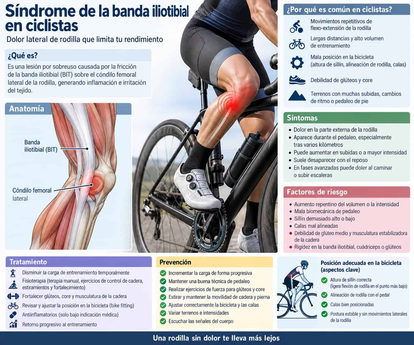 Síndrome de la banda iliotibial en ciclistas: dolor en la parte externa de la rodilla