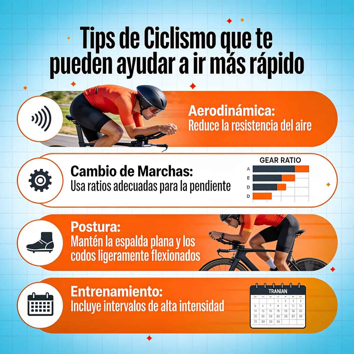 Consejos para ir más rápido en bici