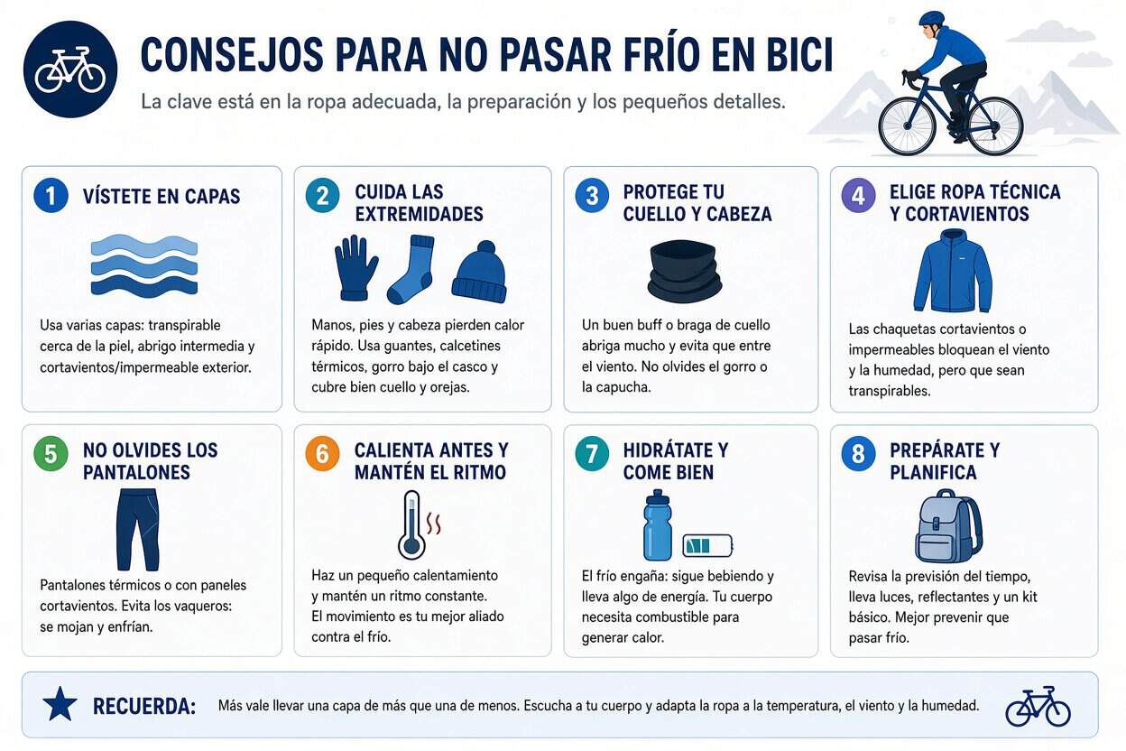 Sistema de tres capas para no pasar frío en bici