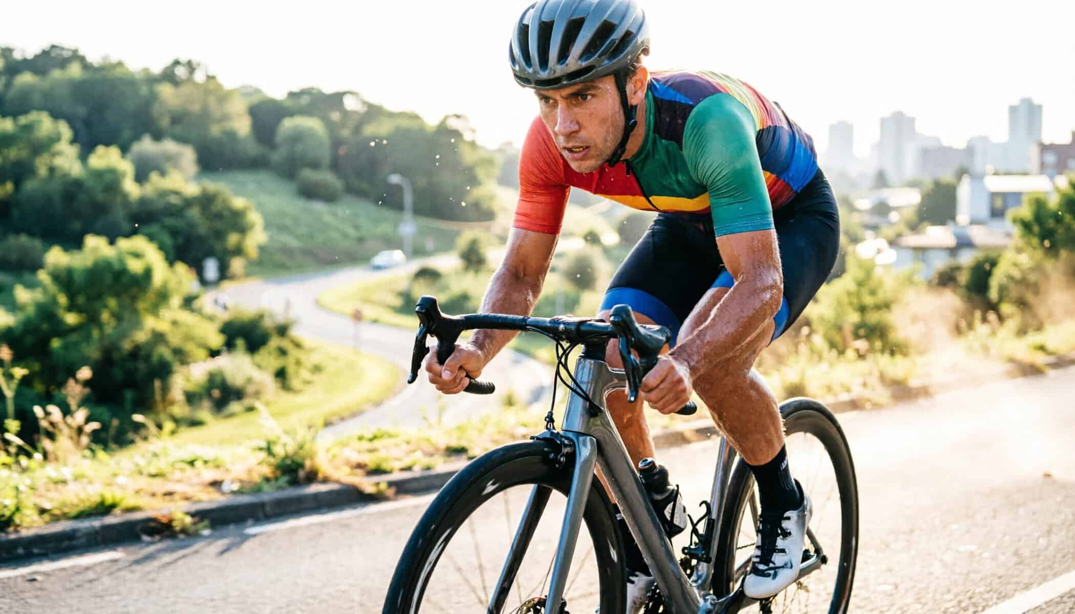 Ciclista haciendo series de VO2máx en bicicleta